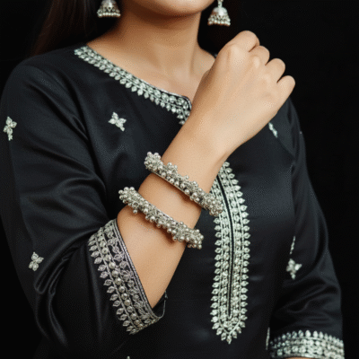 Oxidised Silver Ghungroo Bangle – Antique Finish Ethnic Kada for Women | Tribal Oxidised Silver Jewelry
