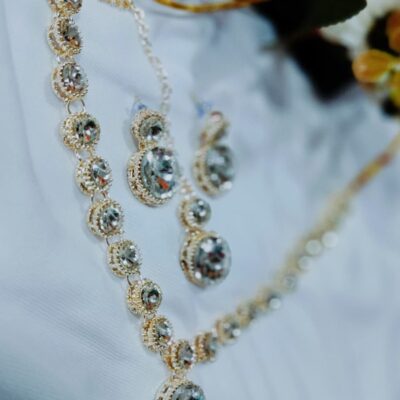 Gold Plated Kundan Long Necklace Set Earrings Maang Tikka