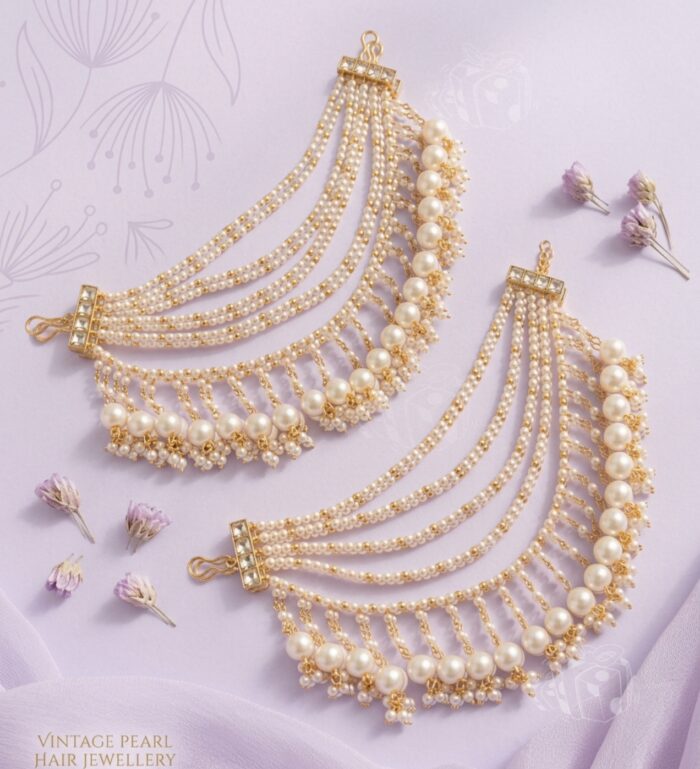multi strand pearl ear chain