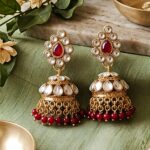 red drop dome jhumka earring maron